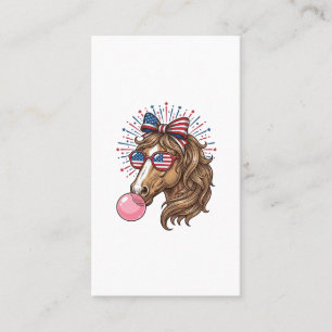 Patriotisches Pferd Bubble Gum Vintage Vector T-Sh Visitenkarte