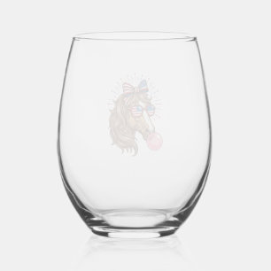 Patriotisches Pferd Bubble Gum Vintage Vector T-Sh Weinglas Ohne Stiel