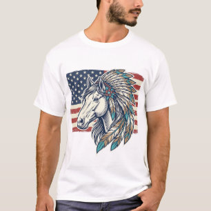 Patriotisches Pferd Flagge Vintage Vektor T-Shirt 