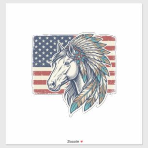 Patriotisches Pferd Flagge Vintage Vektor T-Shirt  Aufkleber