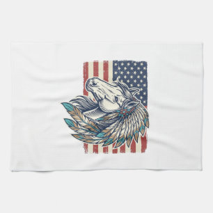 Patriotisches Pferd Flagge Vintage Vektor T-Shirt Geschirrtuch
