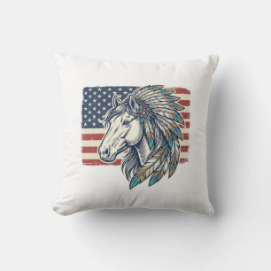 Patriotisches Pferd Flagge Vintage Vektor T-Shirt Kissen