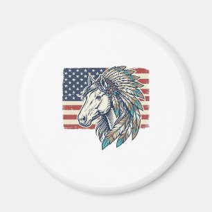 Patriotisches Pferd Flagge Vintage Vektor T-Shirt  Magnet