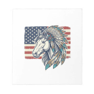 Patriotisches Pferd Flagge Vintage Vektor T-Shirt Notizblock