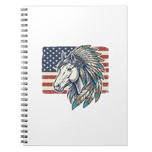Patriotisches Pferd Flagge Vintage Vektor T-Shirt  Notizblock