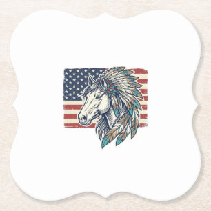 Patriotisches Pferd Flagge Vintage Vektor T-Shirt  Untersetzer