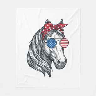 Patriotisches Pferd mit Flagge Sonnenbrille Vintag Fleecedecke