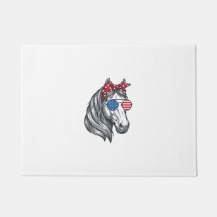 Patriotisches Pferd mit Flagge Sonnenbrille Vintag Fußmatte