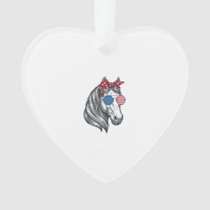 Patriotisches Pferd mit Flagge Sonnenbrille Vintag Ornament