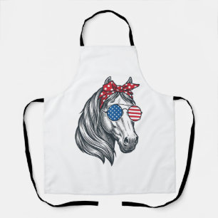 Patriotisches Pferd mit Flagge Sonnenbrille Vintag Schürze