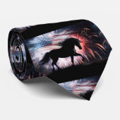 Patriotisches Pferd und amerikanische Flagge Krawatte (Gerollt)