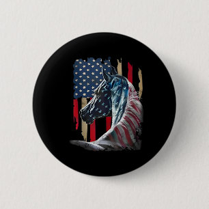 Patriotisches Pferd US-Flagge Vintages Pferd 4. Ju Button