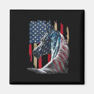 Patriotisches Pferd US-Flagge Vintages Pferd 4. Ju Magnet