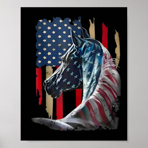 Patriotisches Pferd US-Flagge Vintages Pferd 4. Ju Poster