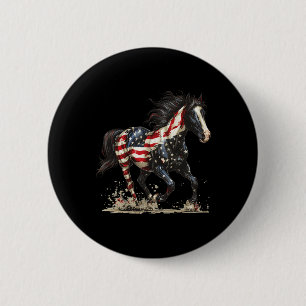 Patriotisches Pferd USA-Flagge Vintage-Pferd 4. Ju Button