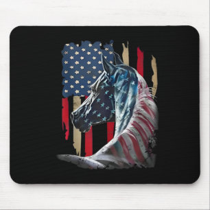 Patriotisches Pferd USA-Flagge Vintage-Pferd 4. Ju Mousepad