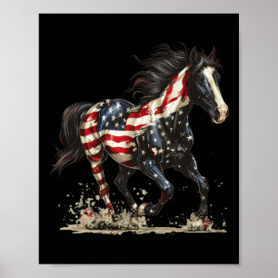 Patriotisches Pferd USA-Flagge Vintage-Pferd 4. Ju Poster