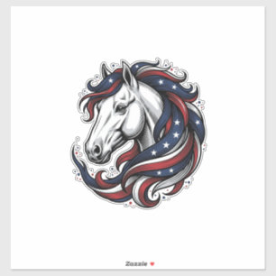 Patriotisches Pferd Vintage-Stich Vektor Kunst Aufkleber