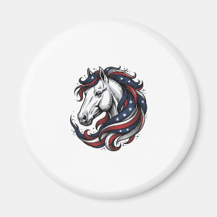Patriotisches Pferd Vintage-Stich Vektor Kunst Magnet