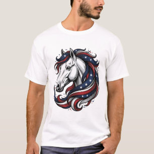 Patriotisches Pferd Vintage-Stich Vektorgrafik T-Shirt