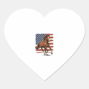 Patriotisches Pferd Vintage Western Vektor Design_ Herz-Aufkleber