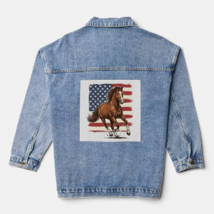 Patriotisches Pferd Vintage Western Vektor Design_ Jeansjacke