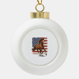 Patriotisches Pferd Vintage Western Vektor Design_ Keramik Kugel-Ornament