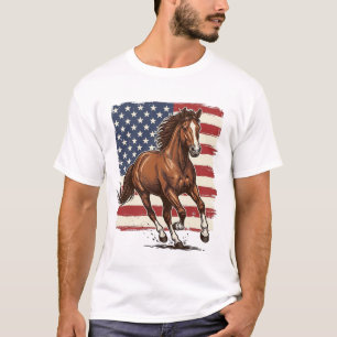 Patriotisches Pferd Vintage Western Vektor Design_ T-Shirt