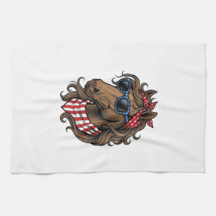 Patriotisches Pferdekopf-Vektor-Shirt-Design_1 Geschirrtuch