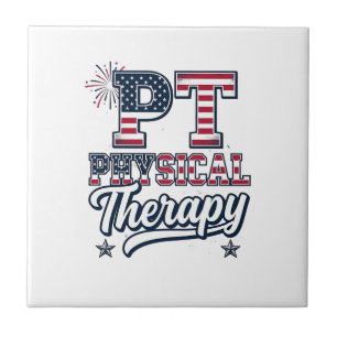 Patriotisches Physiotherapie Vintage PT-Shirt-Desi Fliese