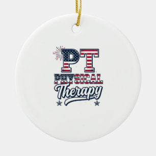 Patriotisches Physiotherapie Vintage-PT-Shirt-Desi Keramik Ornament