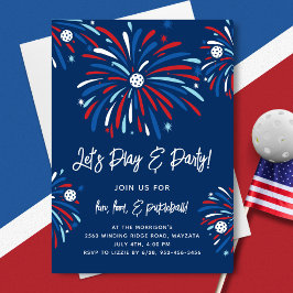 Patriotisches Pickleball & Feuerwerk 4. Juli Party Einladung
