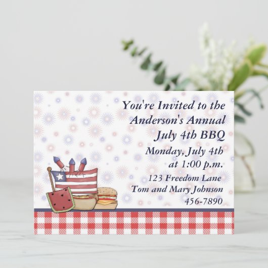 Patriotisches Picknick Einladung (Stehend Vorderseite)