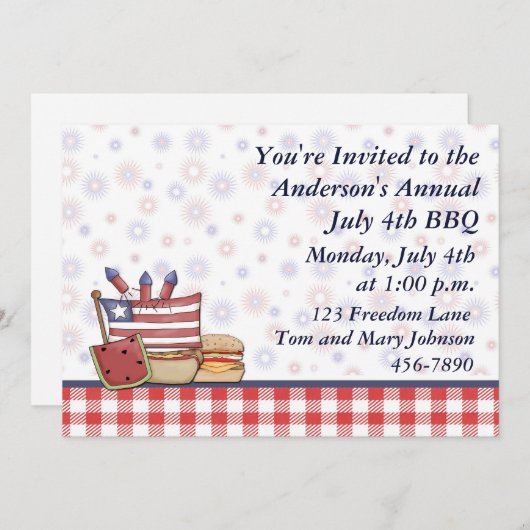 Patriotisches Picknick Einladung (Vorne/Hinten)