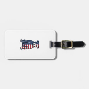 Patriotisches Pit Bull Vintage-Stichvektor-Design Gepäckanhänger