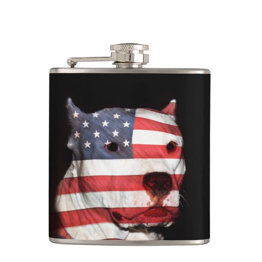 Patriotisches pitbull flachmann (Vorderseite)
