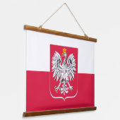 Patriotisches Polnisches Flaggenband, Eagle, Polen Wandteppich Mit Holzrahmen (Gewinkelt)