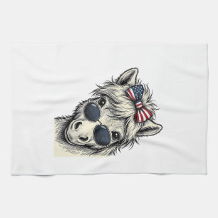 Patriotisches Pony mit Sonnenbrille Vintage-Vektor Geschirrtuch
