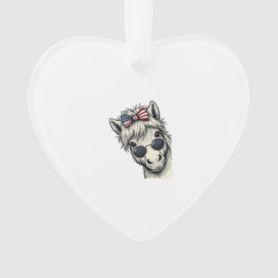 Patriotisches Pony mit Sonnenbrille Vintage-Vektor Ornament