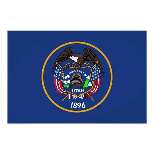 Patriotisches Poster mit Flagge von Utah (Vorderseite)