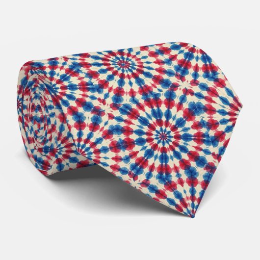 Patriotisches psychedelisches Tie-Dye-Muster Krawatte (Gerollt)
