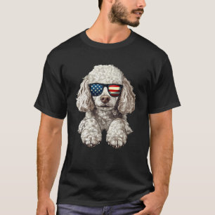 Patriotisches Pudel-Hund-USA-Flagge-4.-Juli-Shirt  T-Shirt