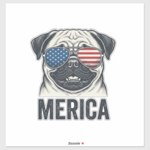 Patriotisches Pug Merica Vintage Gravur Shirt Desi Aufkleber
