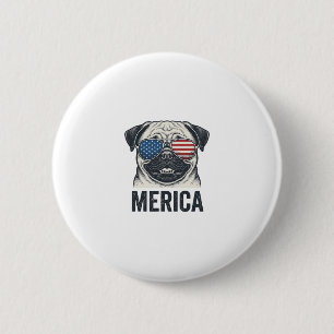 Patriotisches Pug Merica Vintage Gravur Shirt Desi Button