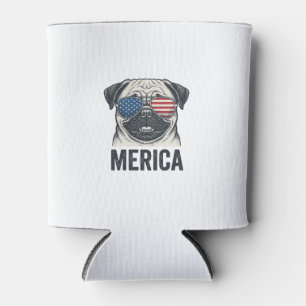 Patriotisches Pug Merica Vintage Gravur Shirt Desi Dosenkühler