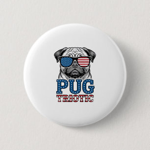 Patriotisches Pug Vintage-Stickerei-Shirt-Design_1 Button