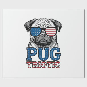 Patriotisches Pug Vintage-Stickerei-Shirt-Design_1 Geschenkpapier