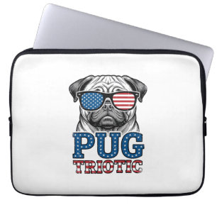 Patriotisches Pug Vintage-Stickerei-Shirt-Design_1 Laptopschutzhülle