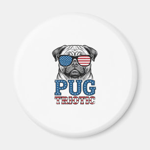 Patriotisches Pug Vintage-Stickerei-Shirt-Design_1 Magnet