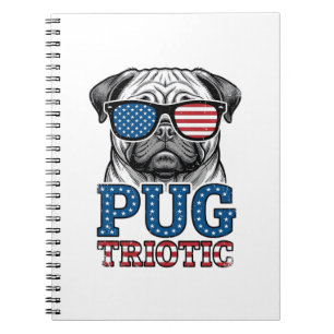 Patriotisches Pug Vintage-Stickerei-Shirt-Design_1 Notizblock